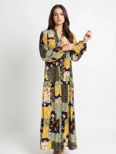 Boho Bloom Maxi Dress - Patchwork Floral
