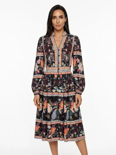 Colorful Floral Embroidered Dress - Boho Collection
