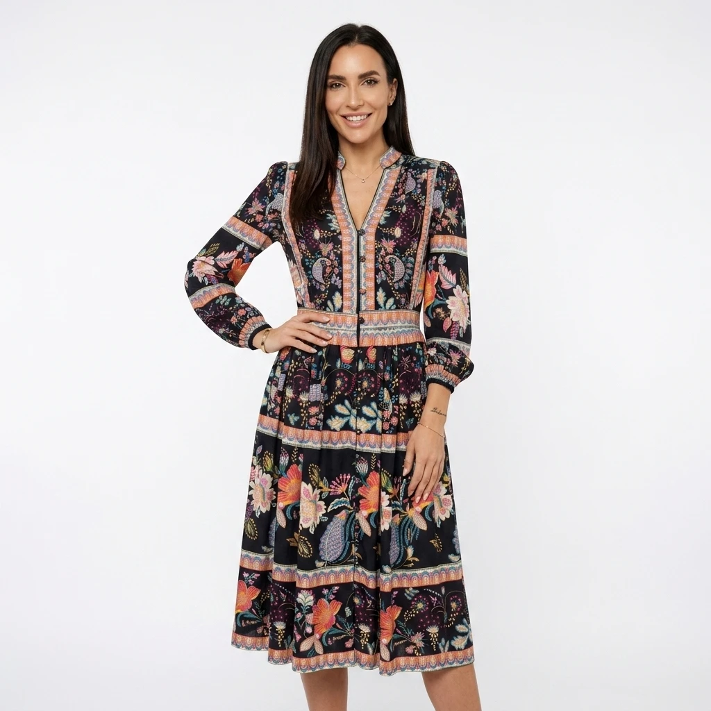Colorful Floral Embroidered Dress - Boho Collection - Image 6