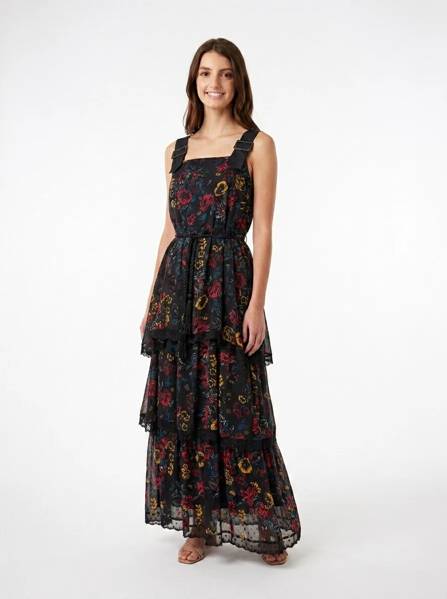 FloraMuse Maxi Dress – Tiered Dark Bloom - Image 5