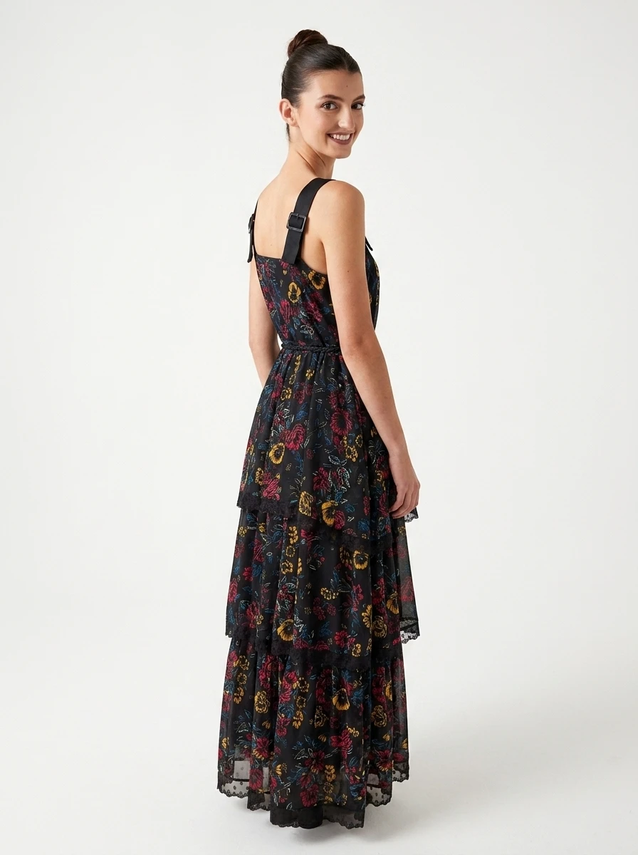 FloraMuse Maxi Dress – Tiered Dark Bloom - Image 4