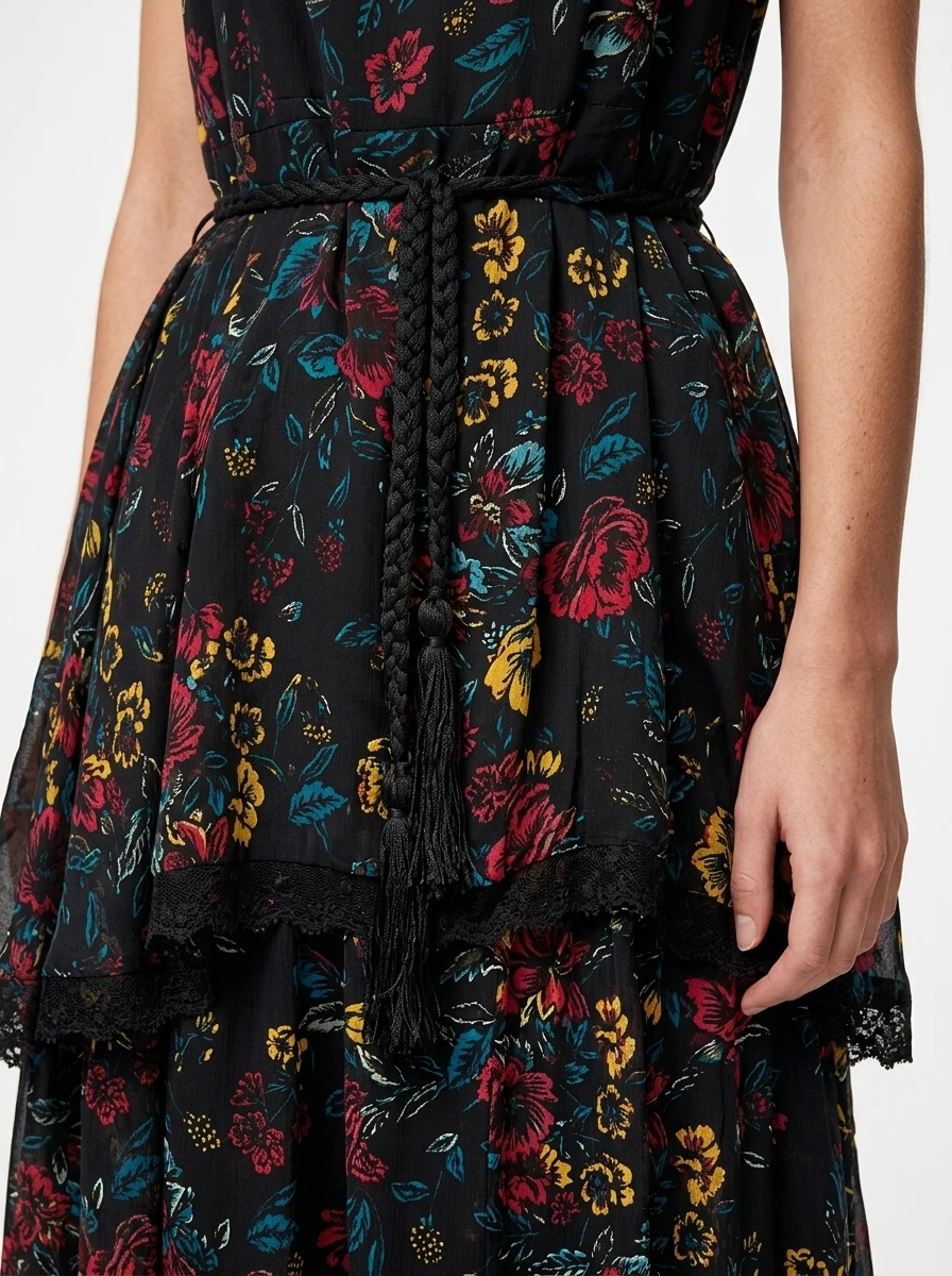 FloraMuse Maxi Dress – Tiered Dark Bloom - Image 3