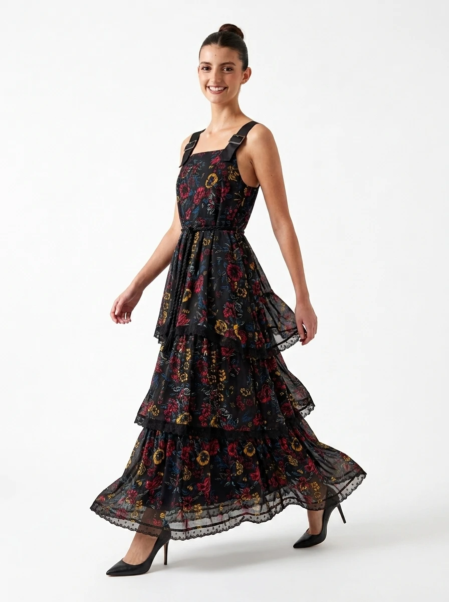 FloraMuse Maxi Dress – Tiered Dark Bloom - Image 6