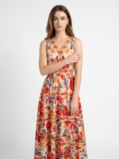 Floral Fruit Print Tiered Maxi Dress - Bloom