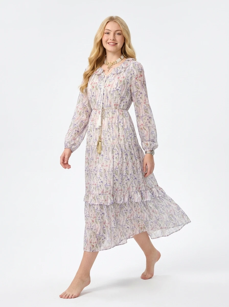 Floral Print Chiffon Maxi Dress - Spring Radiance - Image 5