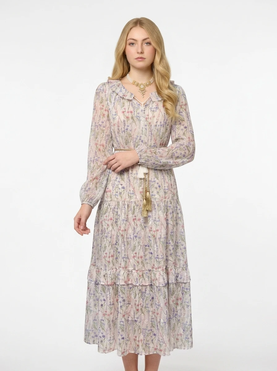 Floral Print Chiffon Maxi Dress - Spring Radiance - Image 4