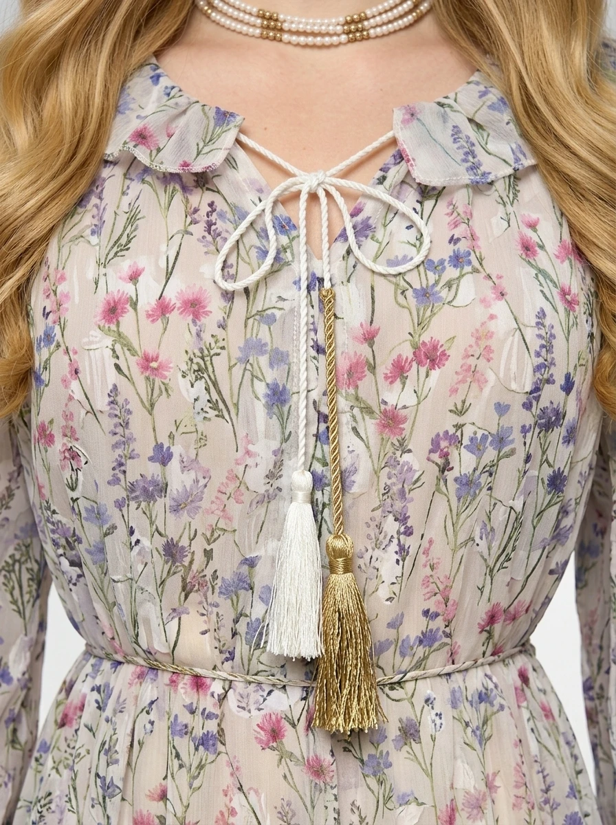 Floral Print Chiffon Maxi Dress - Spring Radiance - Image 3
