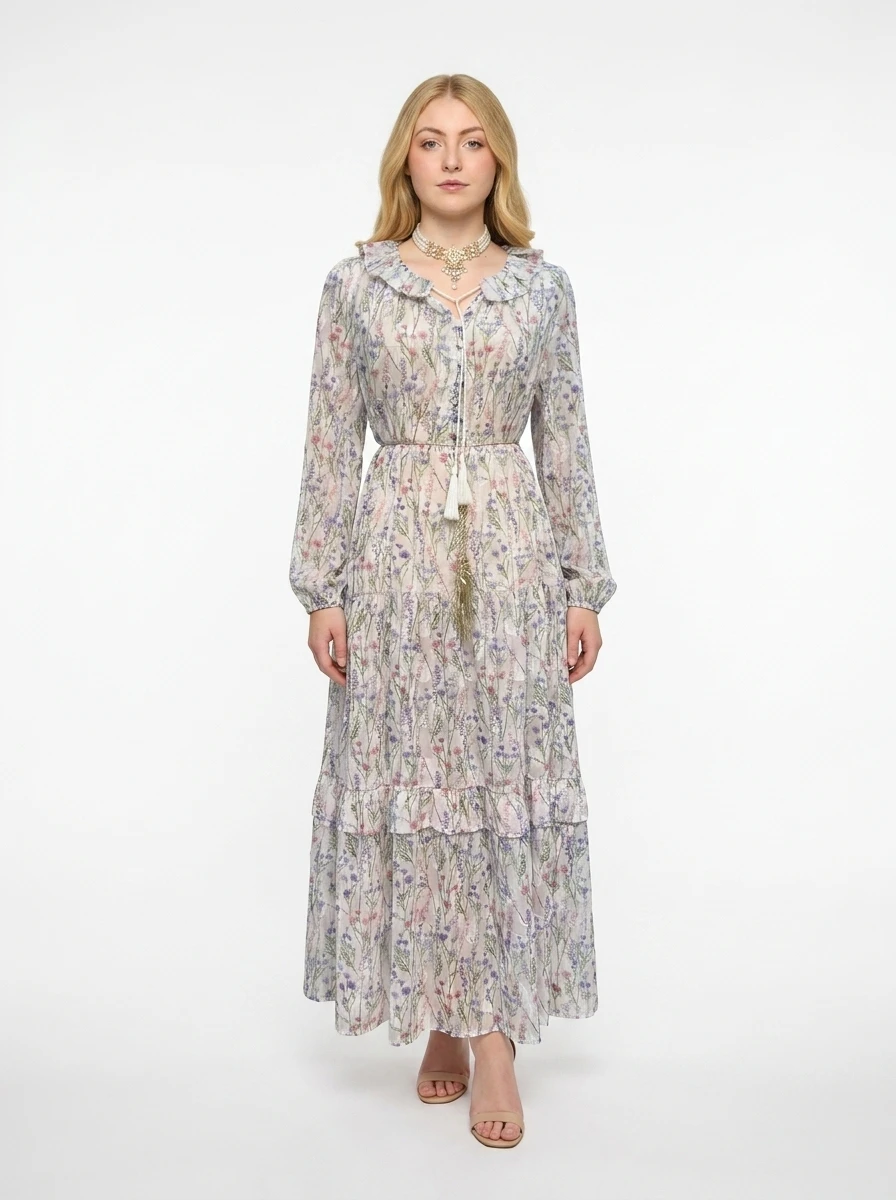 Floral Print Chiffon Maxi Dress - Spring Radiance - Image 6