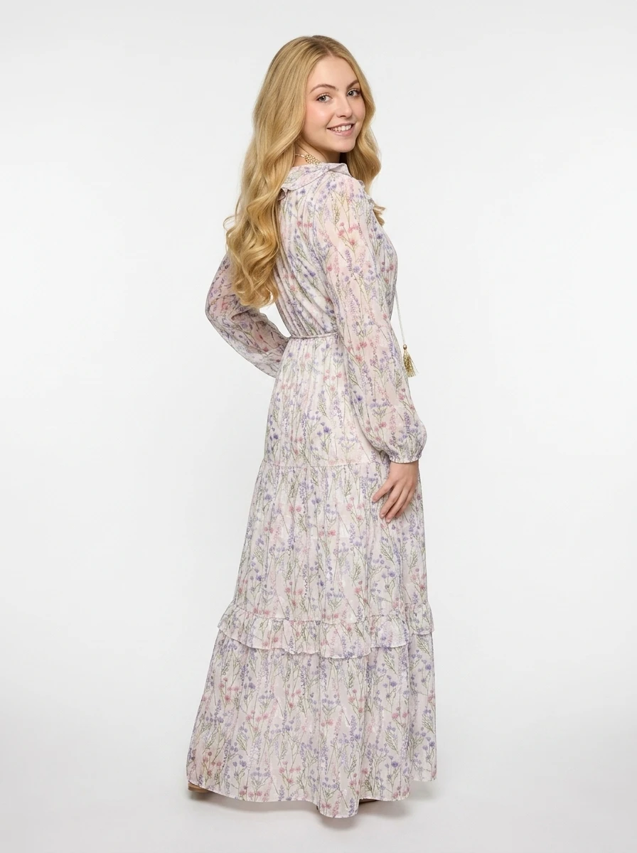 Floral Print Chiffon Maxi Dress - Spring Radiance - Image 2