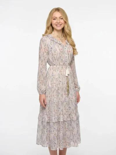 Floral Print Chiffon Maxi Dress - Spring Radiance