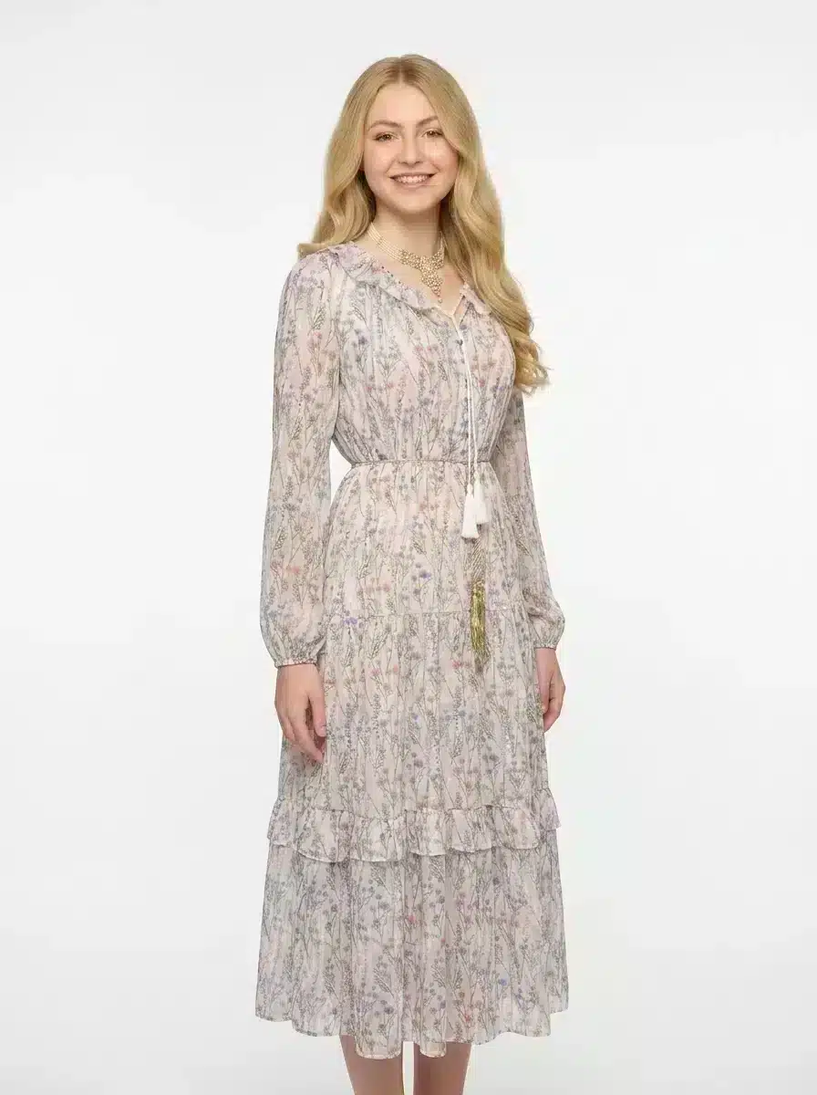Floral Print Chiffon Maxi Dress - Spring Radiance