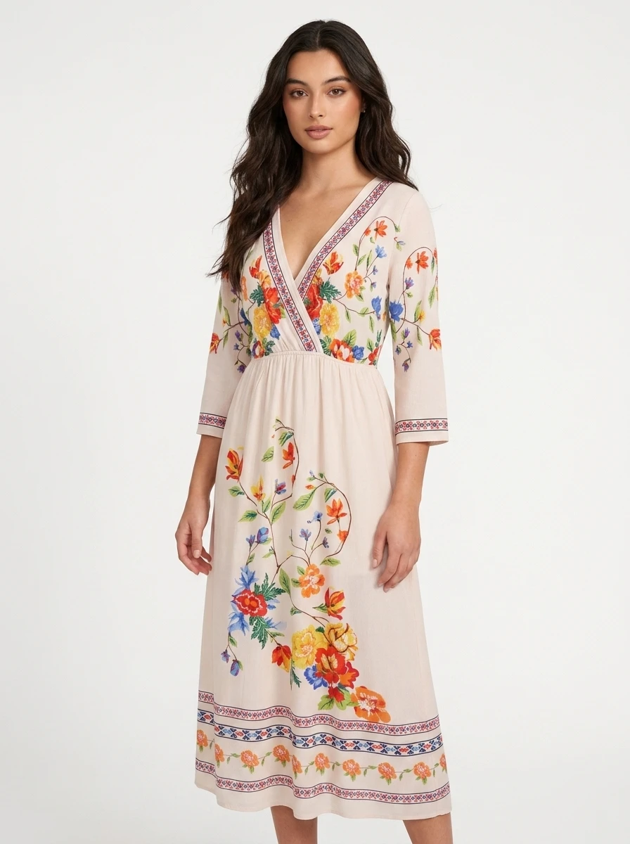 Midi Dress Floral Printed – Bloom Echo - Image 2