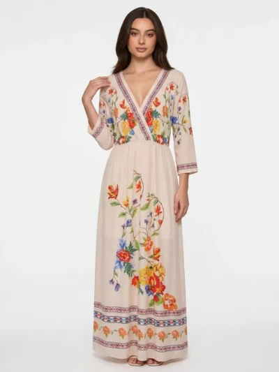Midi Dress Floral Printed – Bloom Echo