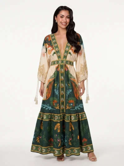 Multi-Color Hand-Patterned Fabric Dress - Boho Collection