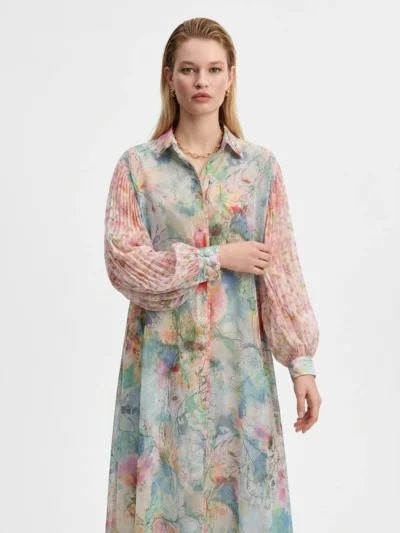 Multi-color Hand-drawn Chiffon Dress - Summer Vibes