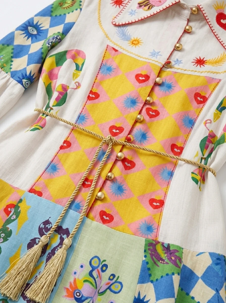 Multi-colored Embroidered Dress - Summer Collection - Image 2