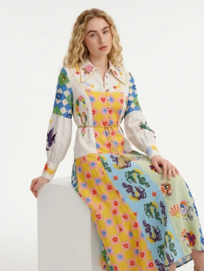 Multi-colored Embroidered Dress - Summer Collection