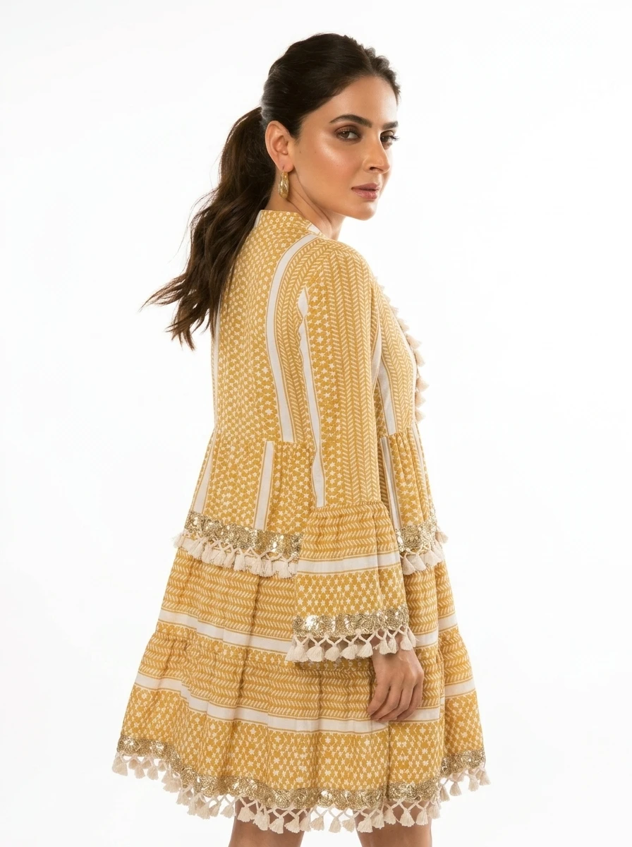 Sunlace Boho Dress – Handcrafted Yellow Glow - Image 4
