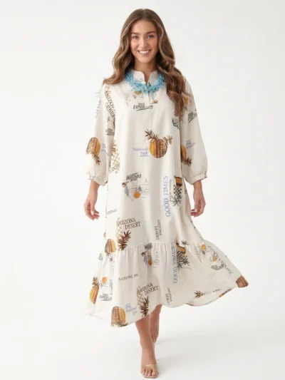 Printed Linen Maxi Dress - Arizona Nomad
