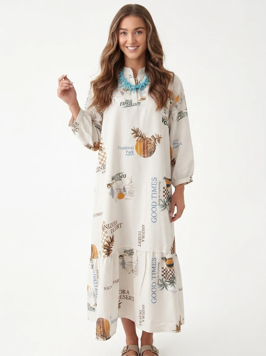 Printed Linen Maxi Dress - Arizona Nomad - Image 4