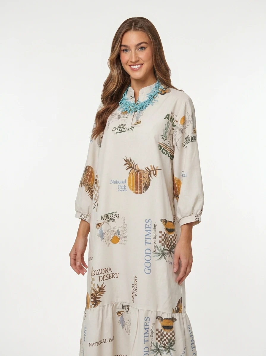 Printed Linen Maxi Dress - Arizona Nomad - Image 5