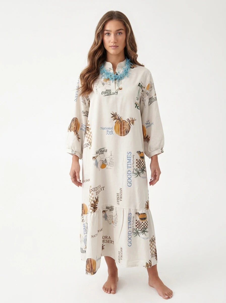 Printed Linen Maxi Dress - Arizona Nomad - Image 6