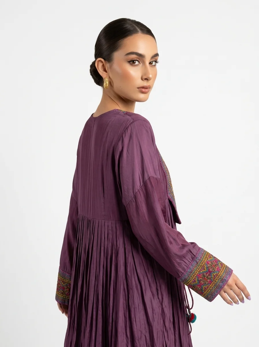 Bohemian Maxi Dress in Deep Plum | 100% Cotton - Image 3
