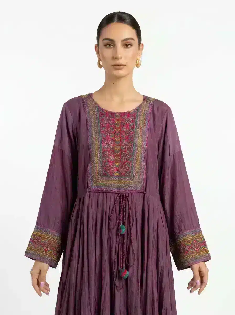 Bohemian Maxi Dress in Deep Plum | 100% Cotton