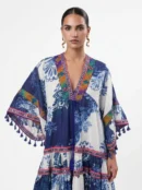 Blue and White Embroidered Cotton Dress - Summer Vibes Collection