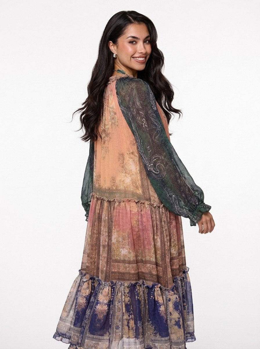 Tiered Chiffon Dress - Bloom Echo - Image 5