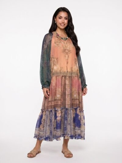 Tiered Chiffon Dress - Bloom Echo