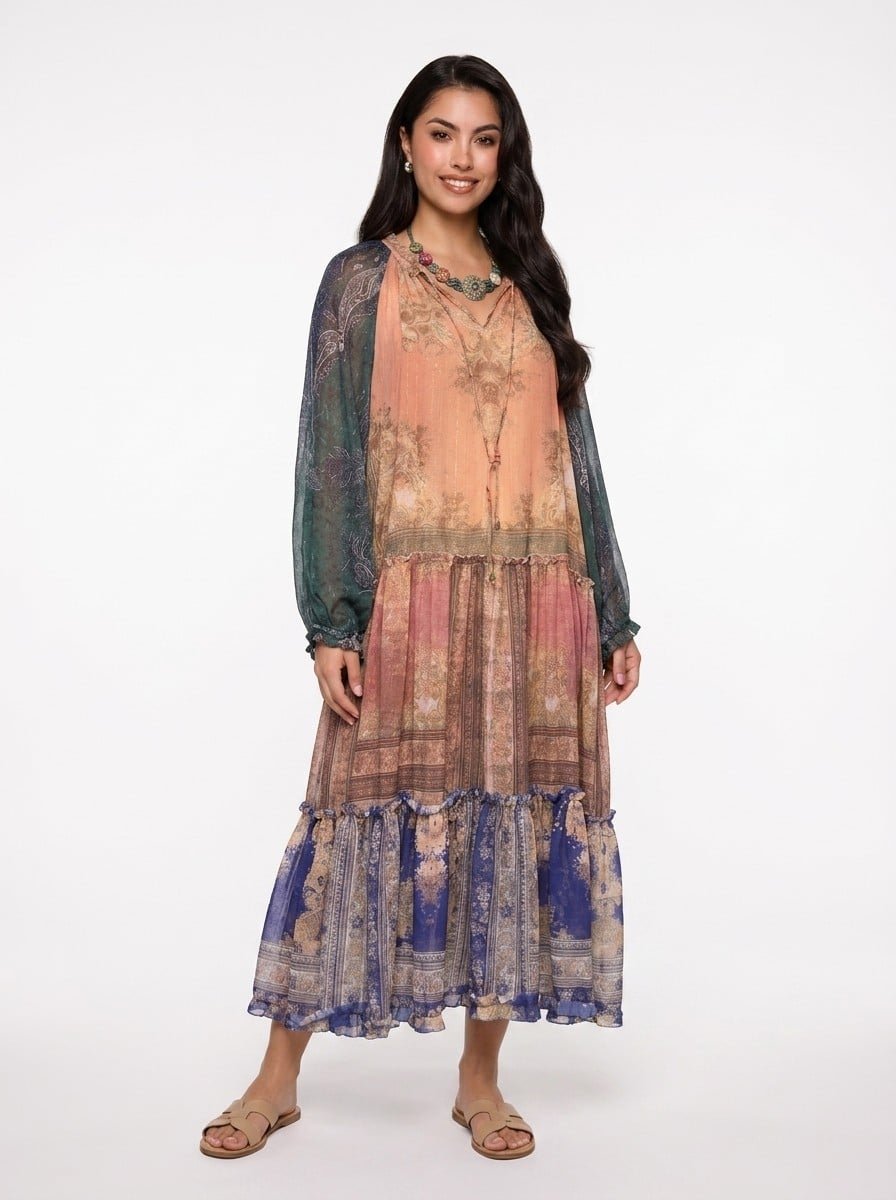 Tiered Chiffon Dress - Bloom Echo
