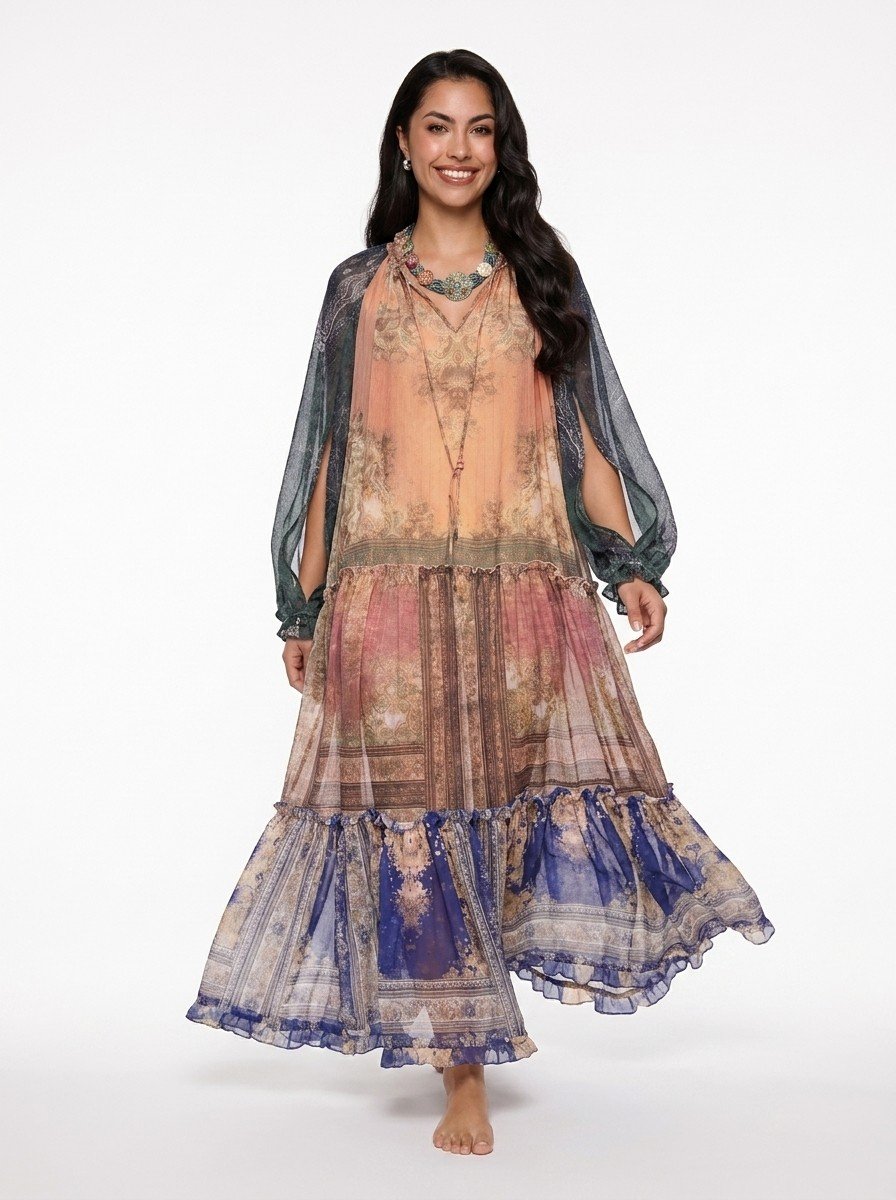 Tiered Chiffon Dress - Bloom Echo - Image 4