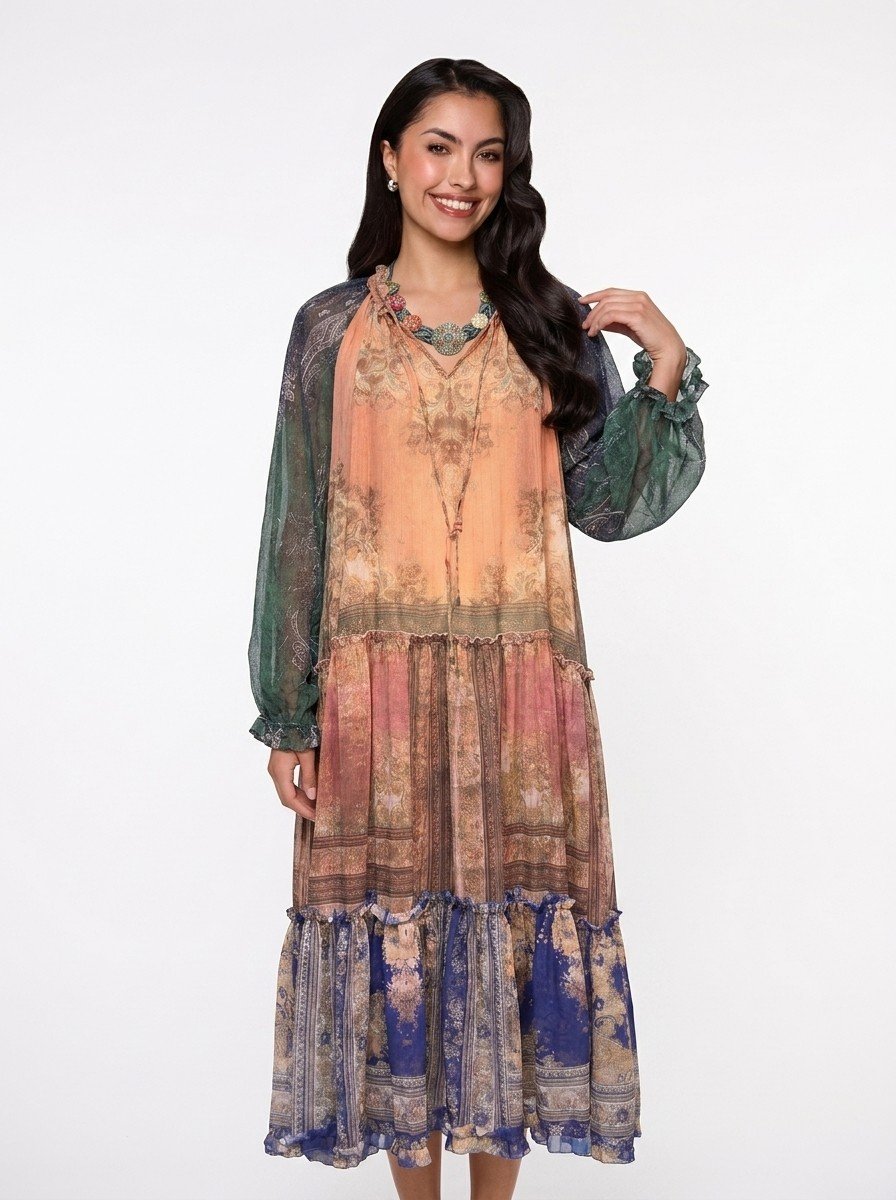 Tiered Chiffon Dress - Bloom Echo - Image 2