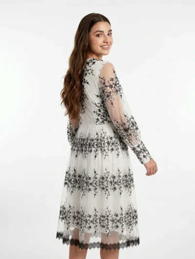 White Embroidered Dress - Bloom