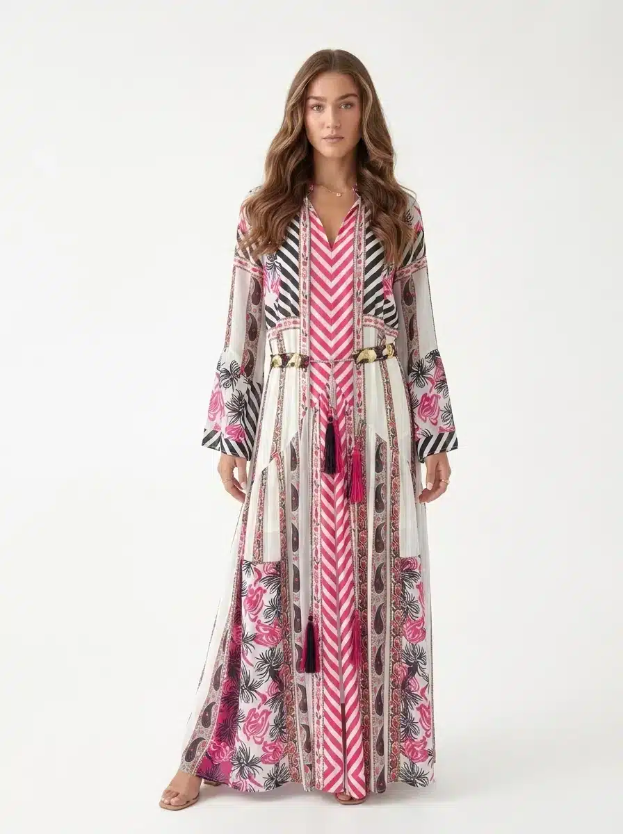 White and Pink Embroidered Dress - Summer Vibes