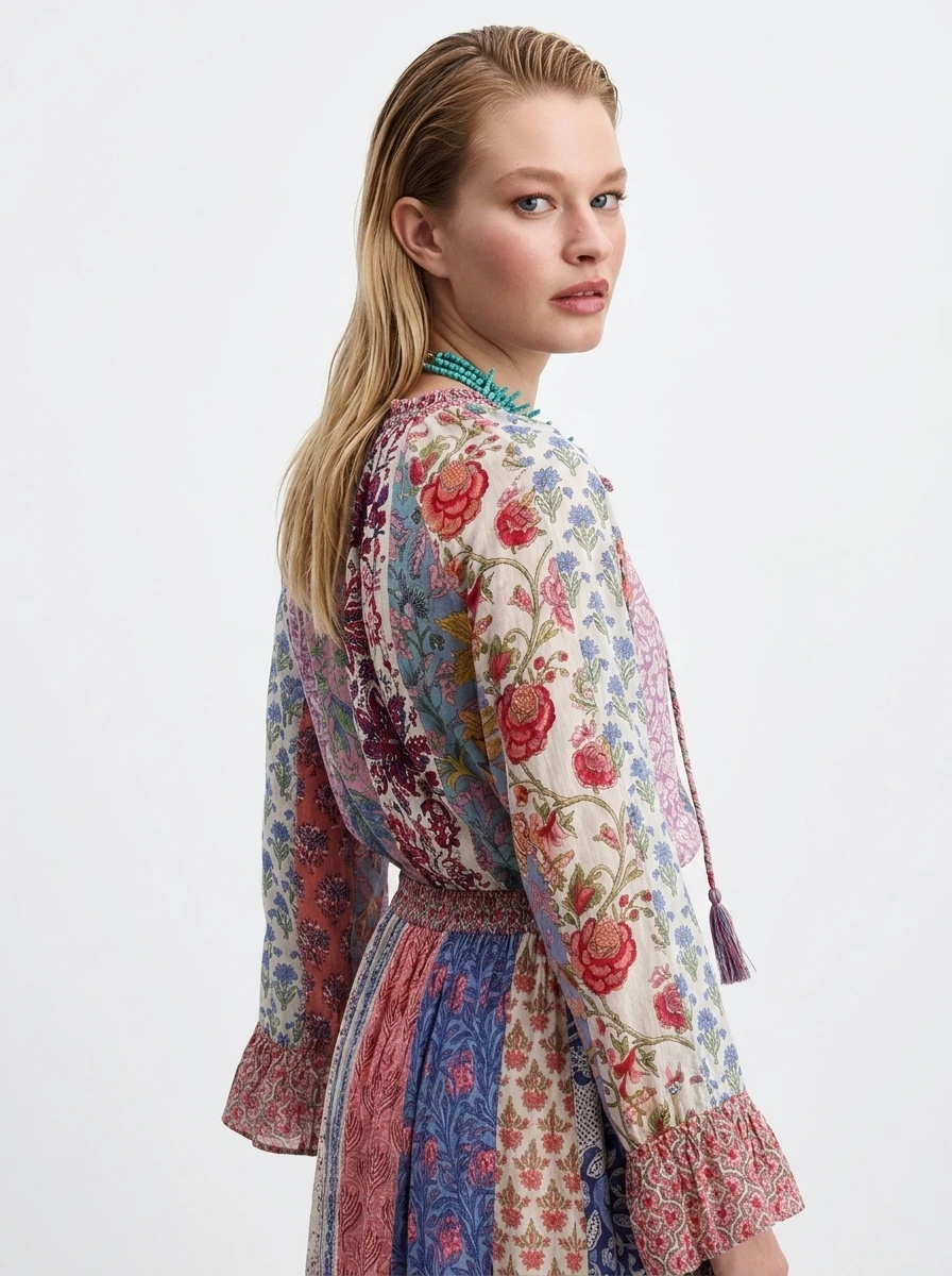 rosabelle Relaxed Fit Bohemian Maxi Dress in Multi-colored Cotton - Image 2
