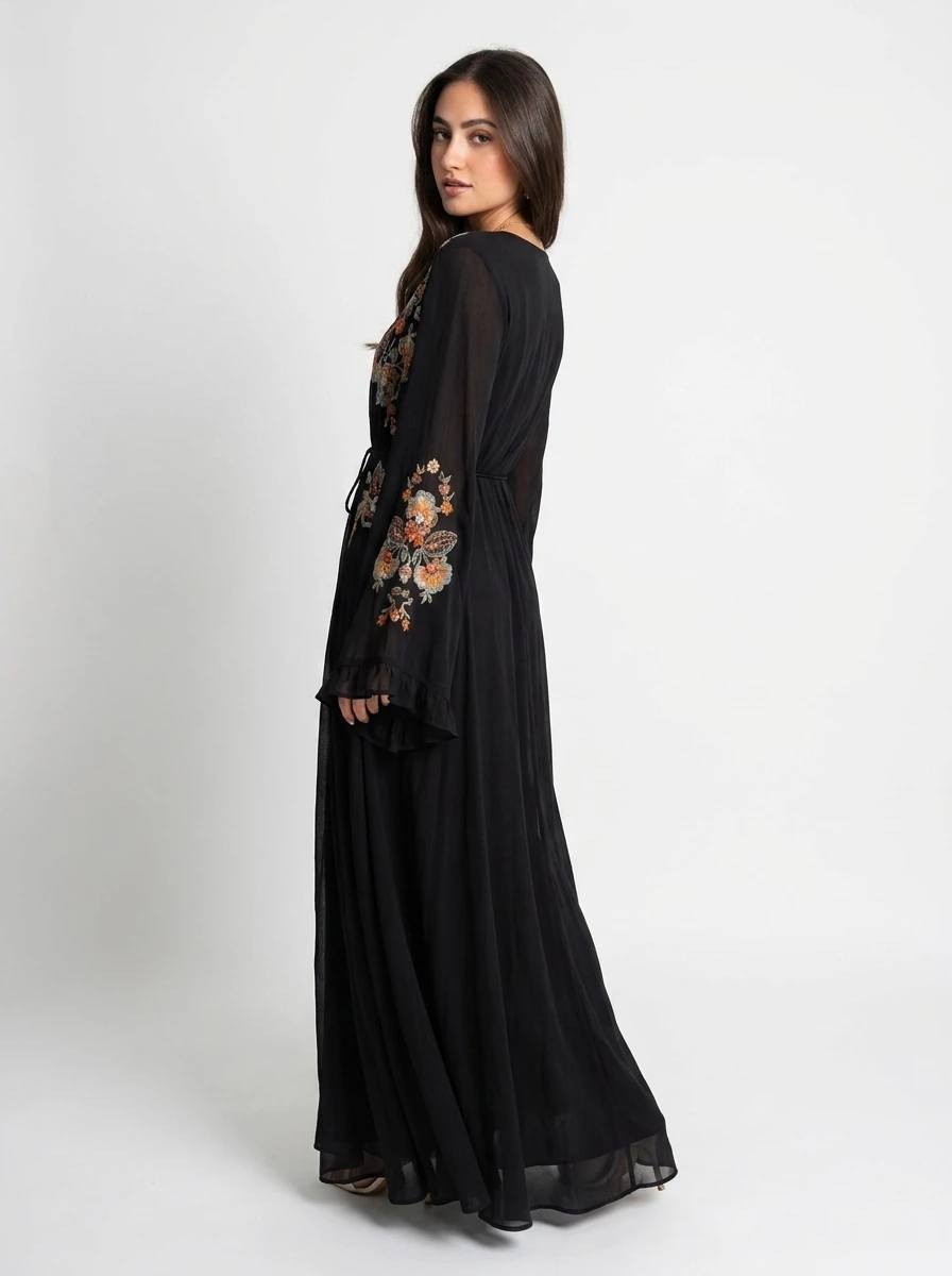 Black Embroidered Maxi Dress - Oasis Bloom - Image 5
