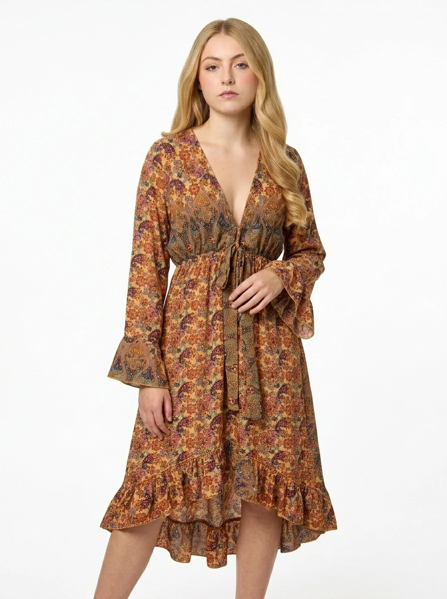 Boho Floral Printed Midi Dress - Spring Aura - Image 5