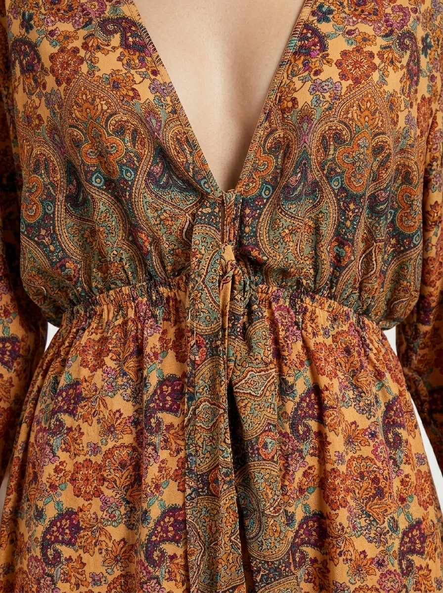 Boho Floral Printed Midi Dress - Spring Aura - Image 3