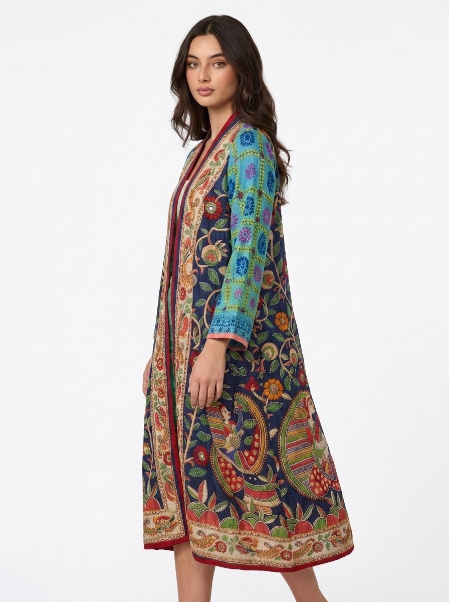 Embroidered Cardigan with Vibrant Eastern Patterns - Aura - Image 4