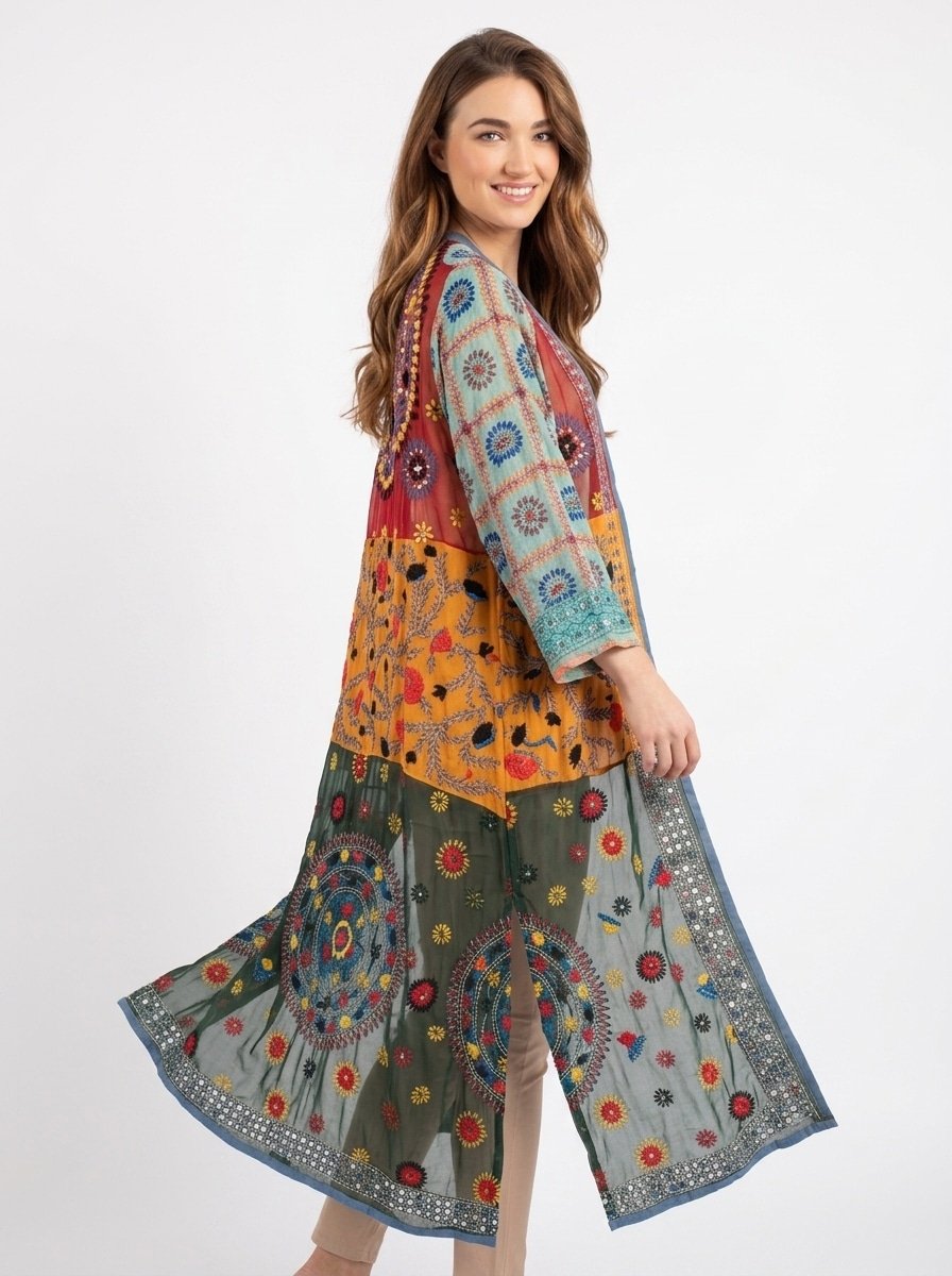 Boho Summer Cardigan – Embroidered Mirrors - Image 3