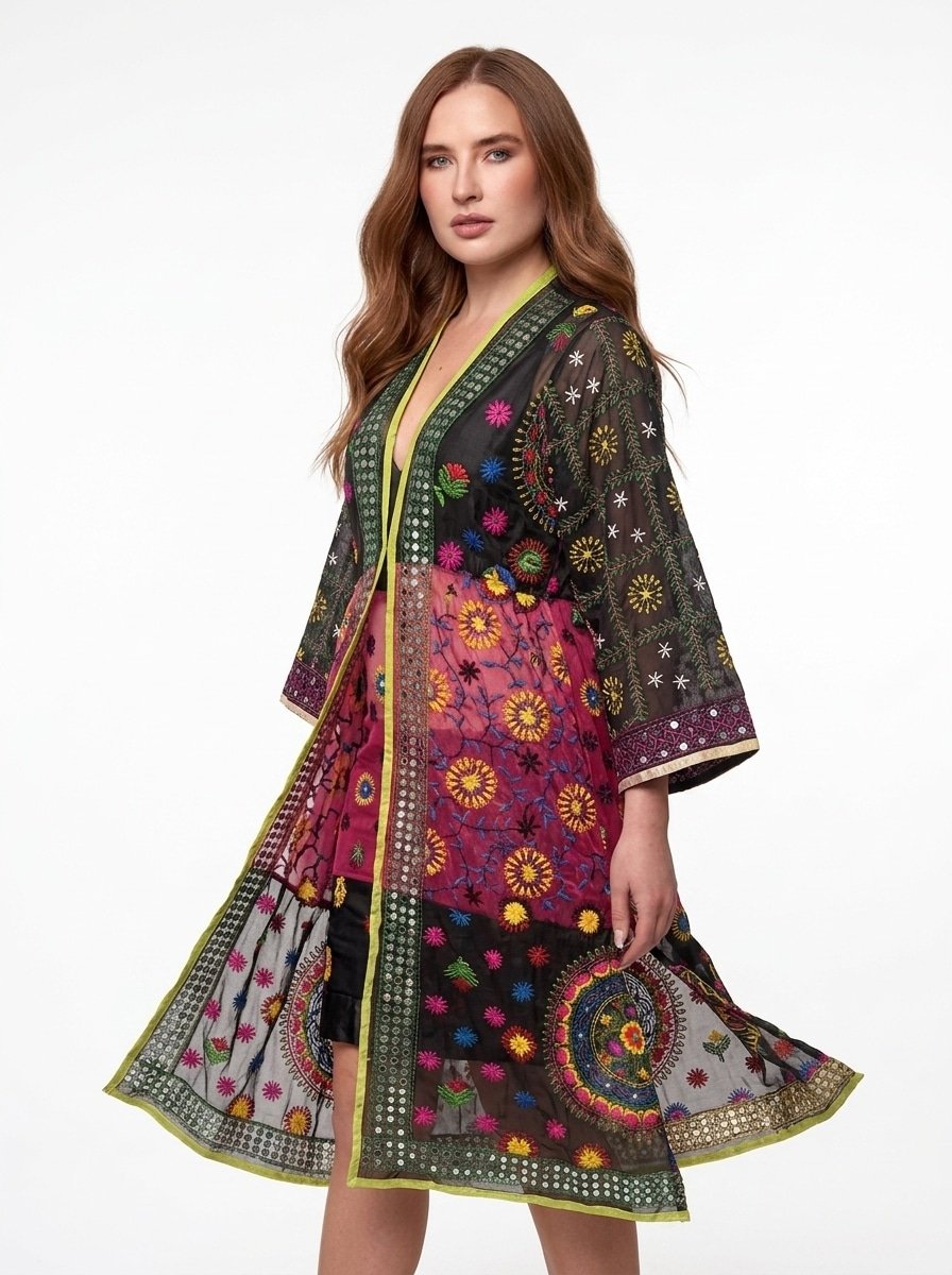 Embroidered Black Cardigan - Echo Bloom - Image 4