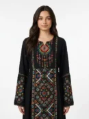 Embroidered Black Cotton Maxi Dress - Nomadé