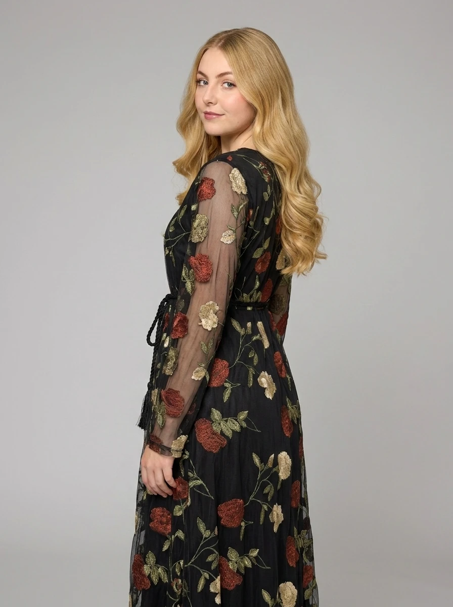 Embroidered Tulle Dress – Autumn Aura - Image 2
