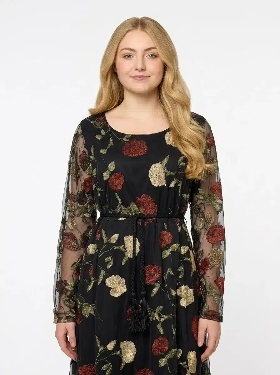 Embroidered Tulle Dress – Autumn Aura