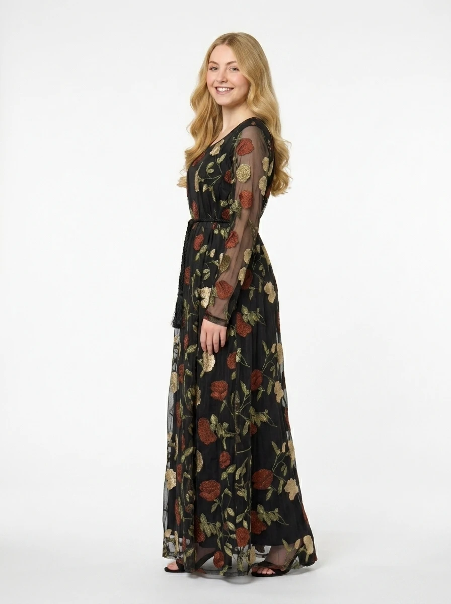 Embroidered Tulle Dress – Autumn Aura - Image 6