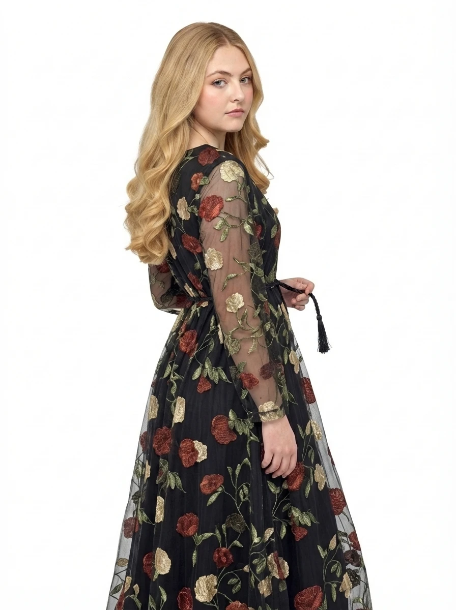 Embroidered Tulle Dress – Autumn Aura - Image 5