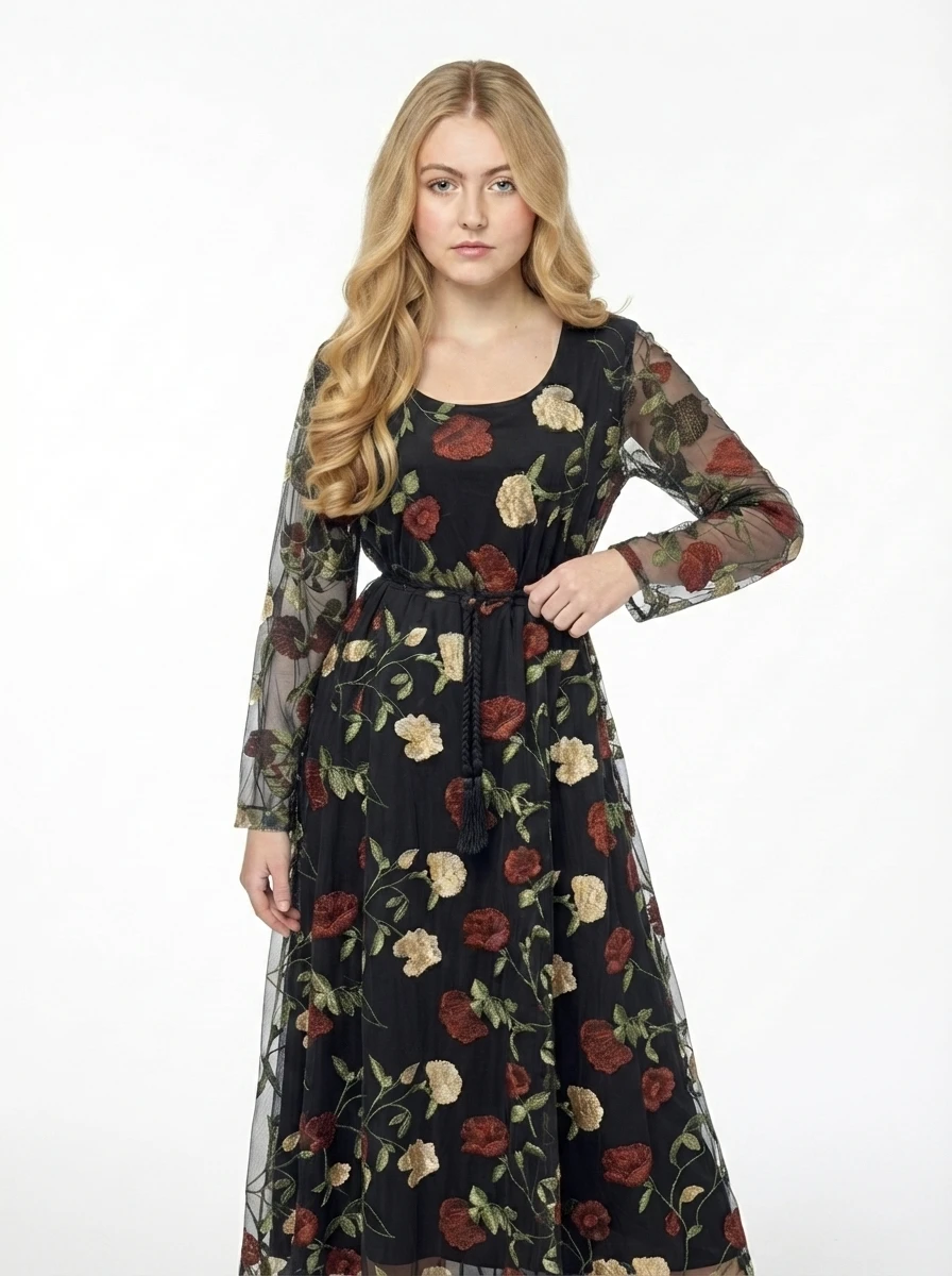 Embroidered Tulle Dress – Autumn Aura - Image 4