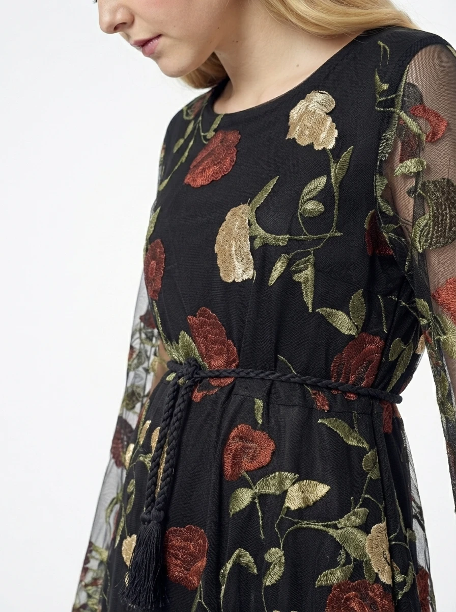 Embroidered Tulle Dress – Autumn Aura - Image 3